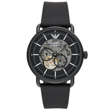 Carica l'immagine nel visualizzatore di Gallery, EMPORIO ARMANI AR60028 AVIATOR Orologio Meccanico Multifunzione Uomo in Pelle Nero