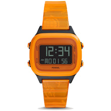 Carica l'immagine nel visualizzatore di Gallery, FOSSIL FS5678 Orologio LCD digitale retrò in nylon Arancione neon