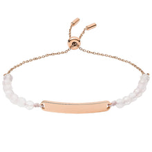 Carica l'immagine nel visualizzatore di Gallery, Fossil JF03079791 Bracciale Donna con Targhetta in Acciaio Rosè e Quarzo Rosa