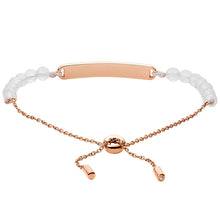 Carica l'immagine nel visualizzatore di Gallery, Fossil JF03079791 Bracciale Donna con Targhetta in Acciaio Rosè e Quarzo Rosa