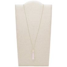 Carica l'immagine nel visualizzatore di Gallery, Fossil JF03464710 Collana Donna con Ciondolo di Cristallo Rosa in Acciaio Dorato - Power Of Crystals