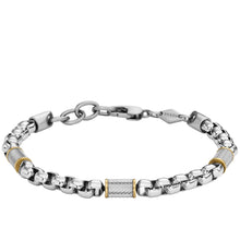 Carica l'immagine nel visualizzatore di Gallery, Fossil JF04138998 Bracciale Uomo a Catena in Acciaio Colore Argento e Oro Giallo