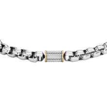 Carica l'immagine nel visualizzatore di Gallery, Fossil JF04138998 Bracciale Uomo a Catena in Acciaio Colore Argento e Oro Giallo