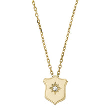 Carica l'immagine nel visualizzatore di Gallery, Fossil JF04351710 Collana Donna con pendente a Scudo in acciaio Dorato - Essentials Heritage