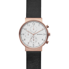 Carica l'immagine nel visualizzatore di Gallery, SKAGEN SKW6371 Orologio Cronografo Uomo in Pelle Placcato oro Rosa ANCHER