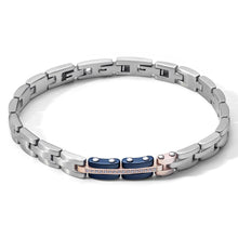 Carica l'immagine nel visualizzatore di Gallery, COMETE Uomo Acciaio UBR 1041 Bracciale Colore Argento e PVD Oro Rosa e Ceramica Blu - Suits