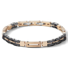 Carica l'immagine nel visualizzatore di Gallery, COMETE Uomo Acciaio UBR 1057 Bracciale PVD Oro Rosa e Ceramica Nera -Tyres