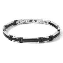 Carica l'immagine nel visualizzatore di Gallery, COMETE Uomo Acciaio UBR 1058 Bracciale Bicolore Nero e Argento - Texture