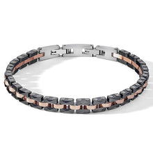 Carica l'immagine nel visualizzatore di Gallery, COMETE Uomo Acciaio UBR 1085 Bracciale PVD Oro Rosa e Ceramica Nera -Tyres