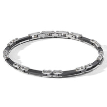 Carica l'immagine nel visualizzatore di Gallery, COMETE Uomo Acciaio UBR 1090 Bracciale Bicolore Nero e Argento con ceramica - Ceramic