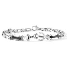 Carica l'immagine nel visualizzatore di Gallery, COMETE Uomo Acciaio UBR 908 Bracciale Colore Argento con Ceramica e Zirconi Neri - Navy
