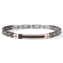 Carica l'immagine nel visualizzatore di Gallery, COMETE Uomo Acciaio UBR 910 Bracciale Colore Argento Nero e Rosè con Ceramica e Zirconi - Tyres