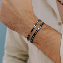 Carica l'immagine nel visualizzatore di Gallery, COMETE Uomo Acciaio UBR 910 Bracciale Colore Argento Nero e Rosè con Ceramica e Zirconi - Tyres