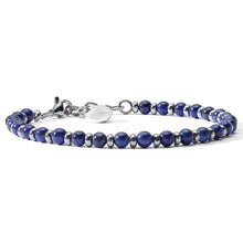 Carica l'immagine nel visualizzatore di Gallery, COMETE Uomo Acciaio UBR 922 Bracciale a filo con perline di Lapis Blu - District