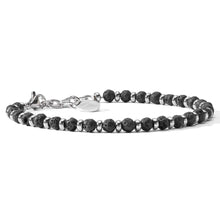 Carica l'immagine nel visualizzatore di Gallery, COMETE Uomo Acciaio UBR 924 Bracciale a filo con perline di Pietra Lavica Nera- District