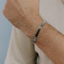 Carica l'immagine nel visualizzatore di Gallery, COMETE Uomo Acciaio UBR 981 Bracciale Bicolore Nero e Argento - Tyres