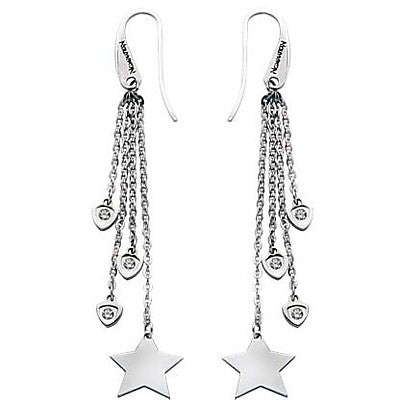 022312/039 Nomination Orecchini lunghi in Acciaio con Cristalli Swarovski Bianchi STARS