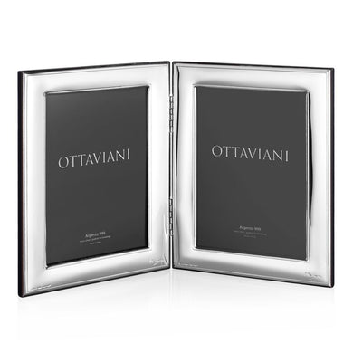 cornice doppia a libro color argento e decoro liscio