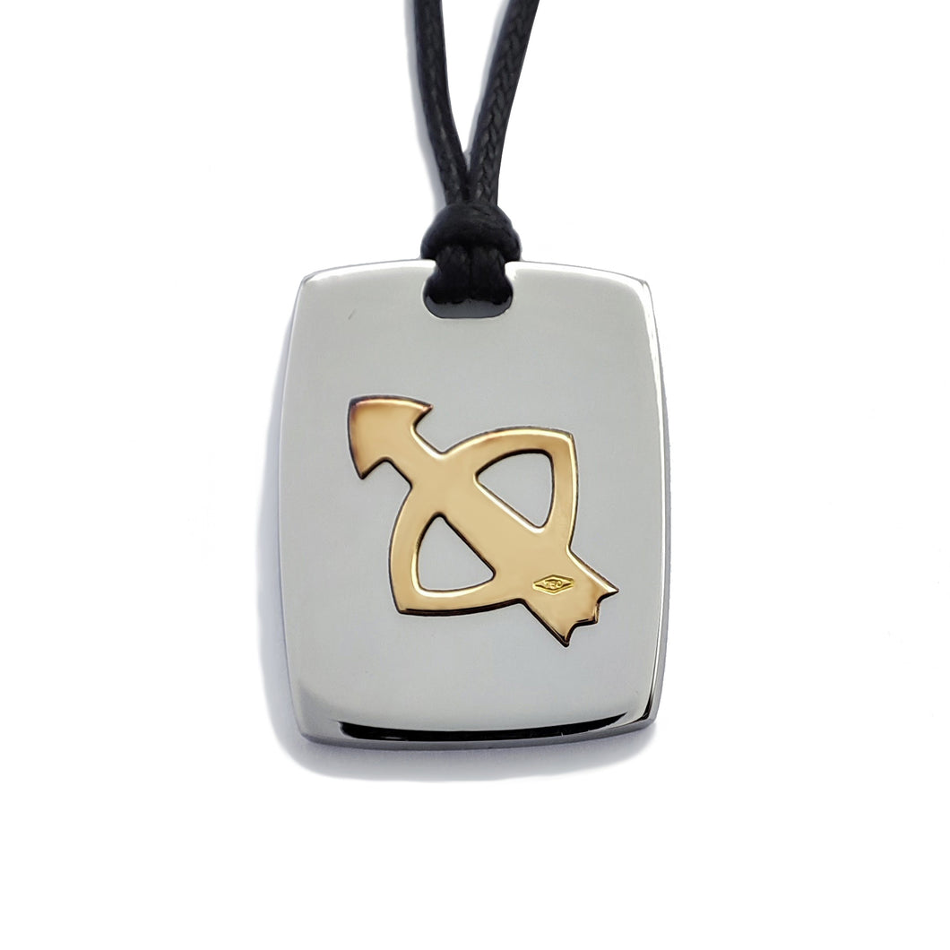 110201-009 Nomination Pendente Segno Zodiacale Sagittario in Acciaio e oro 18Kt