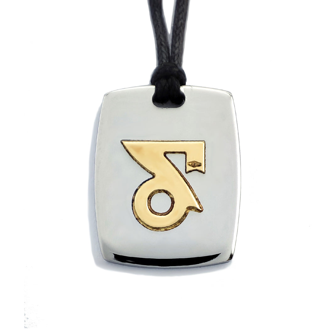 110201-010 Nomination Pendente Segno Zodiacale Capricorno in Acciaio e oro 18Kt