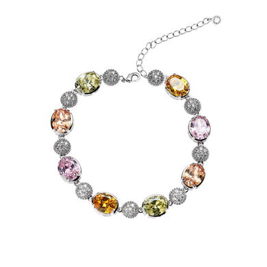 Bracciale con cristalli di cubic zirconia di vari colori posti in successione color argento