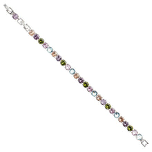 Carica l&#39;immagine nel visualizzatore di Gallery, Bracciale a Tennis rodiato con cristalli di cubic zirconia di diversi colori 
