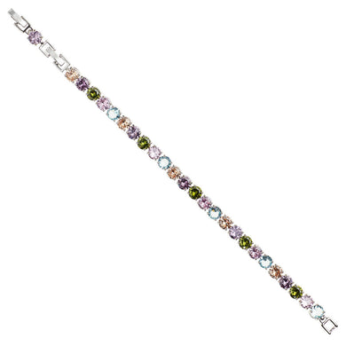 Bracciale a Tennis rodiato con cristalli di cubic zirconia di diversi colori 