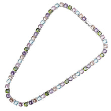 Carica l&#39;immagine nel visualizzatore di Gallery, Girocollo a Tennis rodiato con cristalli di cubic zirconia di diversi colori 
