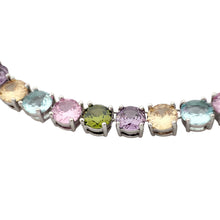 Carica l&#39;immagine nel visualizzatore di Gallery, Girocollo a Tennis rodiato con cristalli di cubic zirconia di diversi colori dettaglio
