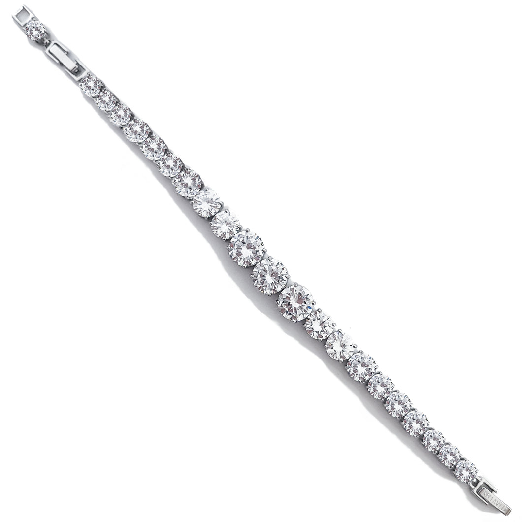 Bracciale Tennis a scalare rodiato con cristalli di cubic zirconia bianchi