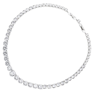 Girocollo Tennis a scalare rodiato con cristalli di cubic zirconia bianchi