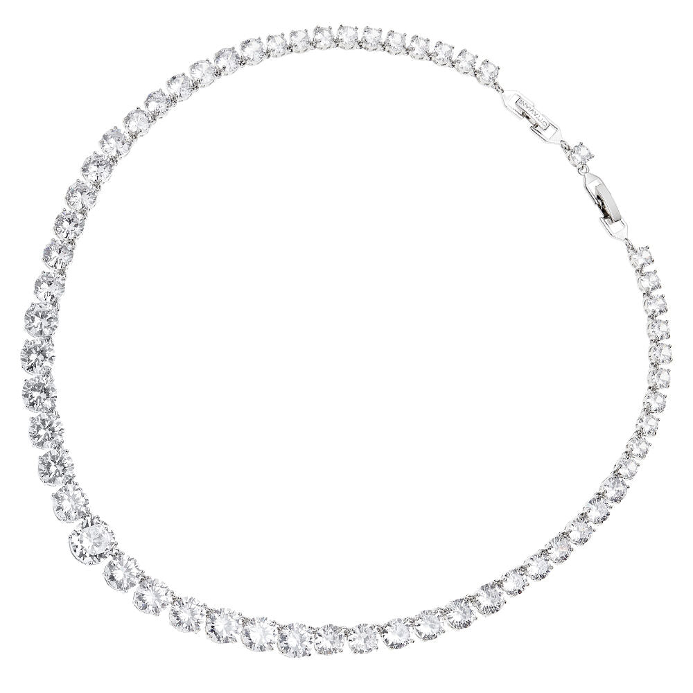 Girocollo Tennis a scalare rodiato con cristalli di cubic zirconia bianchi