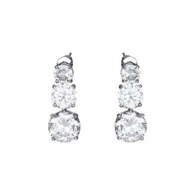 orecchini pendenti rodiati con cristalli di cubic zirconia bianchi