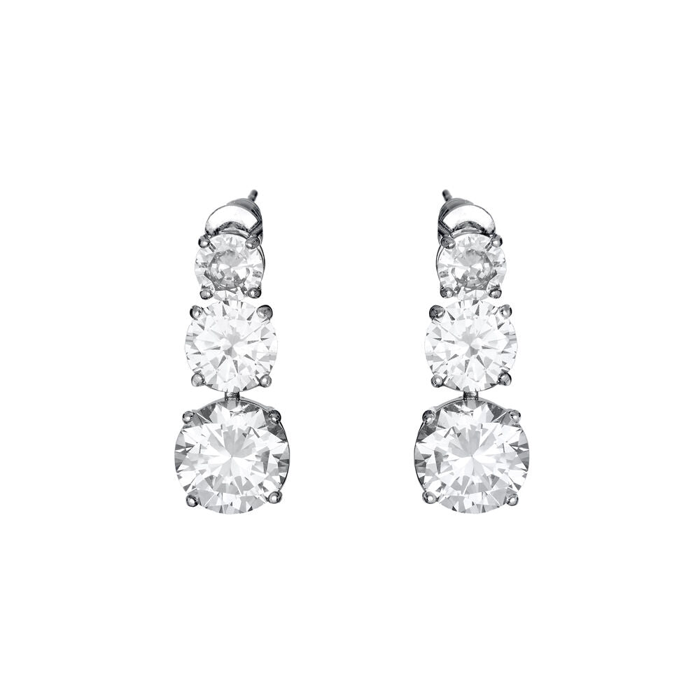 orecchini pendenti rodiati con cristalli di cubic zirconia bianchi