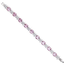 Carica l&#39;immagine nel visualizzatore di Gallery, Bracciale con cristalli di cubic zirconia rosa e bianchi in metallo color argento

