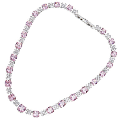 Collana con cristalli di cubic zirconia rosa e bianchi posti in successione alternata con metallo color argento