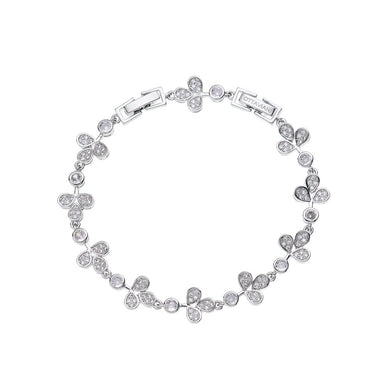 Bracciale a maglie con cristalli di cubic zirconia bianchi con metallo color argento