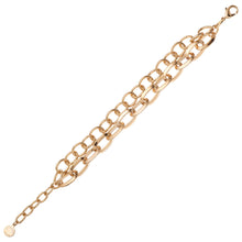 Carica l&#39;immagine nel visualizzatore di Gallery, Bracciale a doppia catena a due tipi di maglie diverse di colore oro giallo
