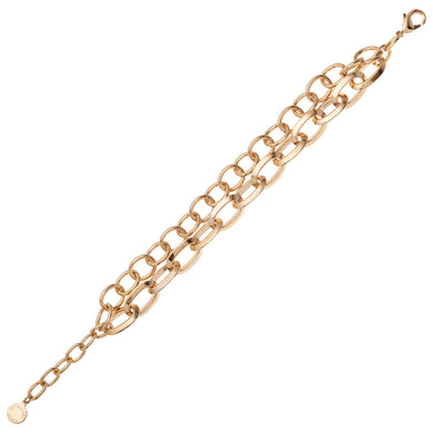 Bracciale a doppia catena a due tipi di maglie diverse di colore oro giallo