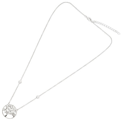 Collana albero della vita con cristalli di cubic zirconia bianchi con metallo color argento