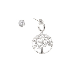 Carica l&#39;immagine nel visualizzatore di Gallery, Orecchini rodiati con albero della vita e punto luce in cubic zirconia di Ottaviani Bijoux 501107o
