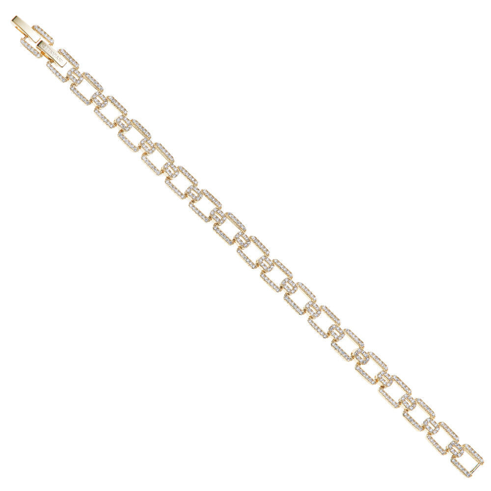 Bracciale con disegni geometrici placcato oro giallo con cubic zirconia