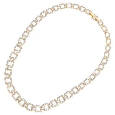 Collana con disegni geometrici placcata oro giallo con cubic zirconia