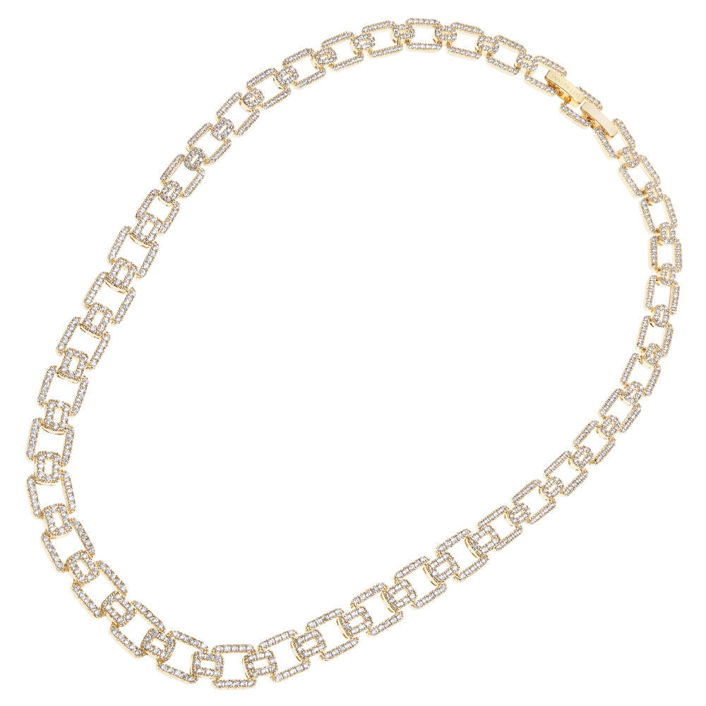 Collana con disegni geometrici placcata oro giallo con cubic zirconia