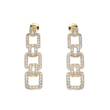 Carica l&#39;immagine nel visualizzatore di Gallery, Orecchini lunghi con cubic zirconia placcati oro giallo con disegno geometrico
