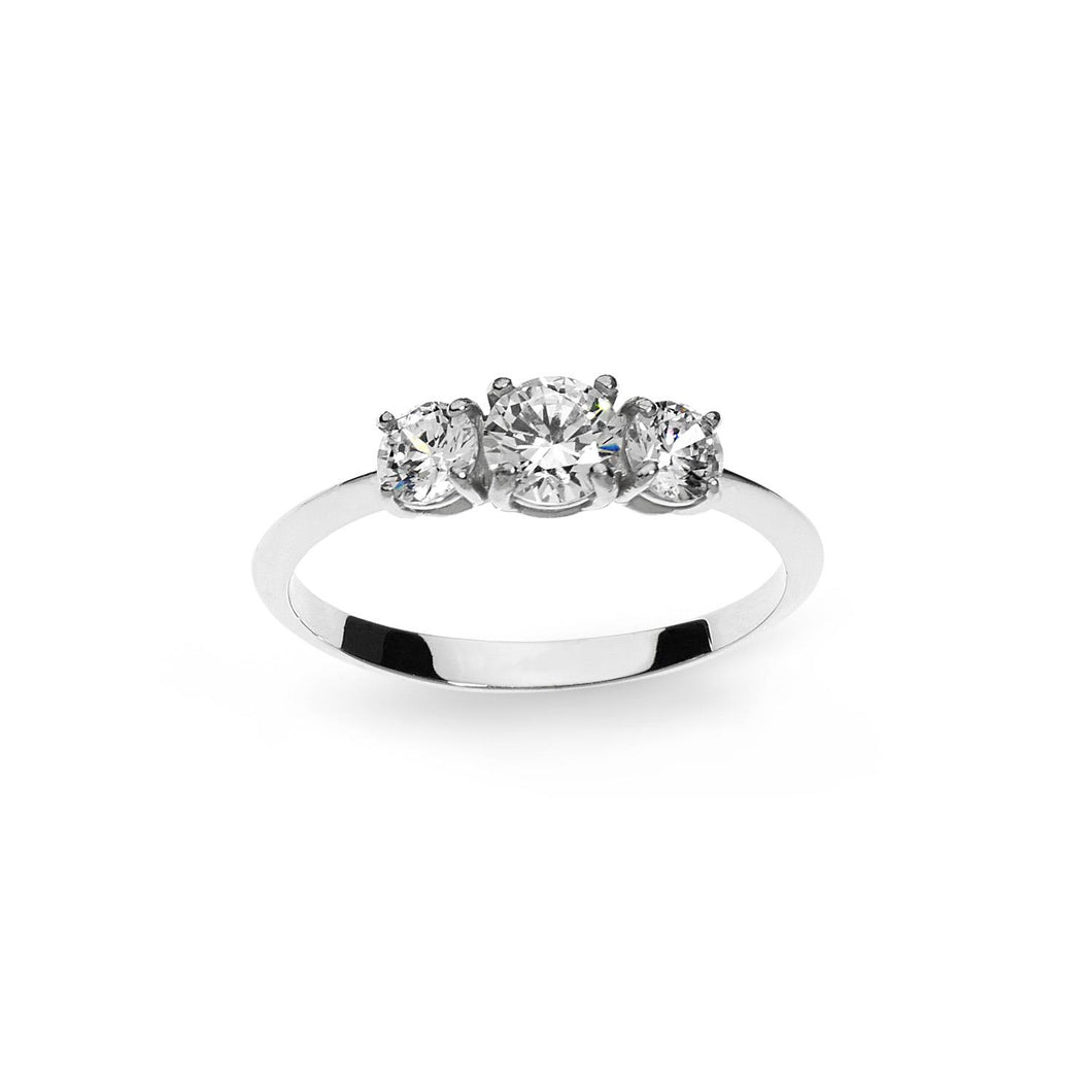 AAZ 031 Anello Trilogy donna Ambrosia Gioielli in Oro Bianco 18kt e Zirconi Bianchi