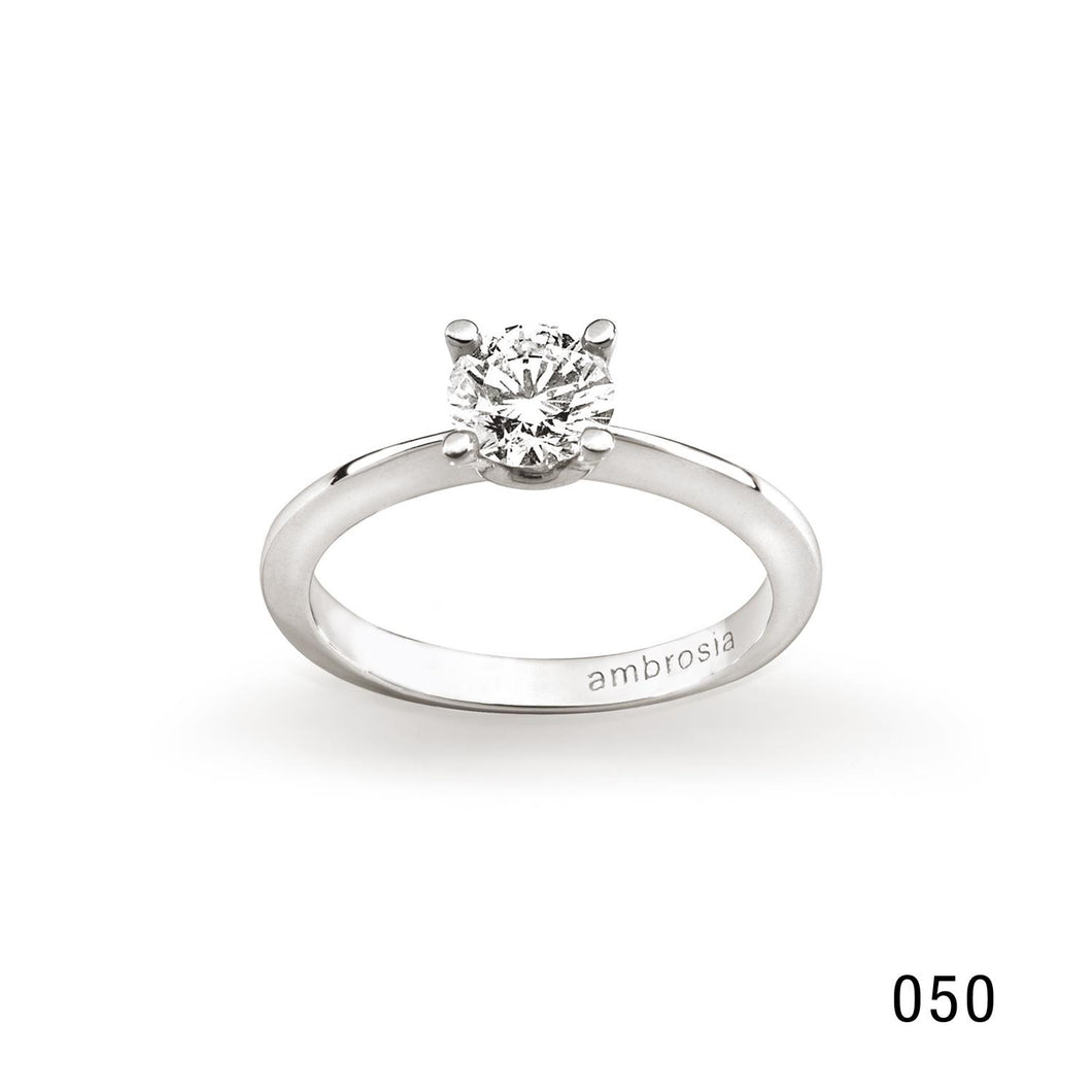 AAZ 079 Anello a Solitario Ambrosia Gioielli in Oro Bianco 18kt e Zircone Bianco