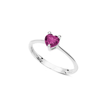Carica l&#39;immagine nel visualizzatore di Gallery, AAZ 093 Anello Donna Ambrosia Gioielli a forma di Cuore in Oro Bianco 18kt e Zircone Rosso
