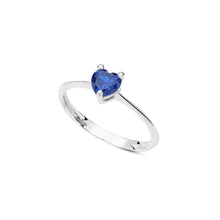 Carica l&#39;immagine nel visualizzatore di Gallery, AAZ 095 Anello Donna Ambrosia Gioielli a forma di Cuore in Oro Bianco 18kt e Zircone Blu
