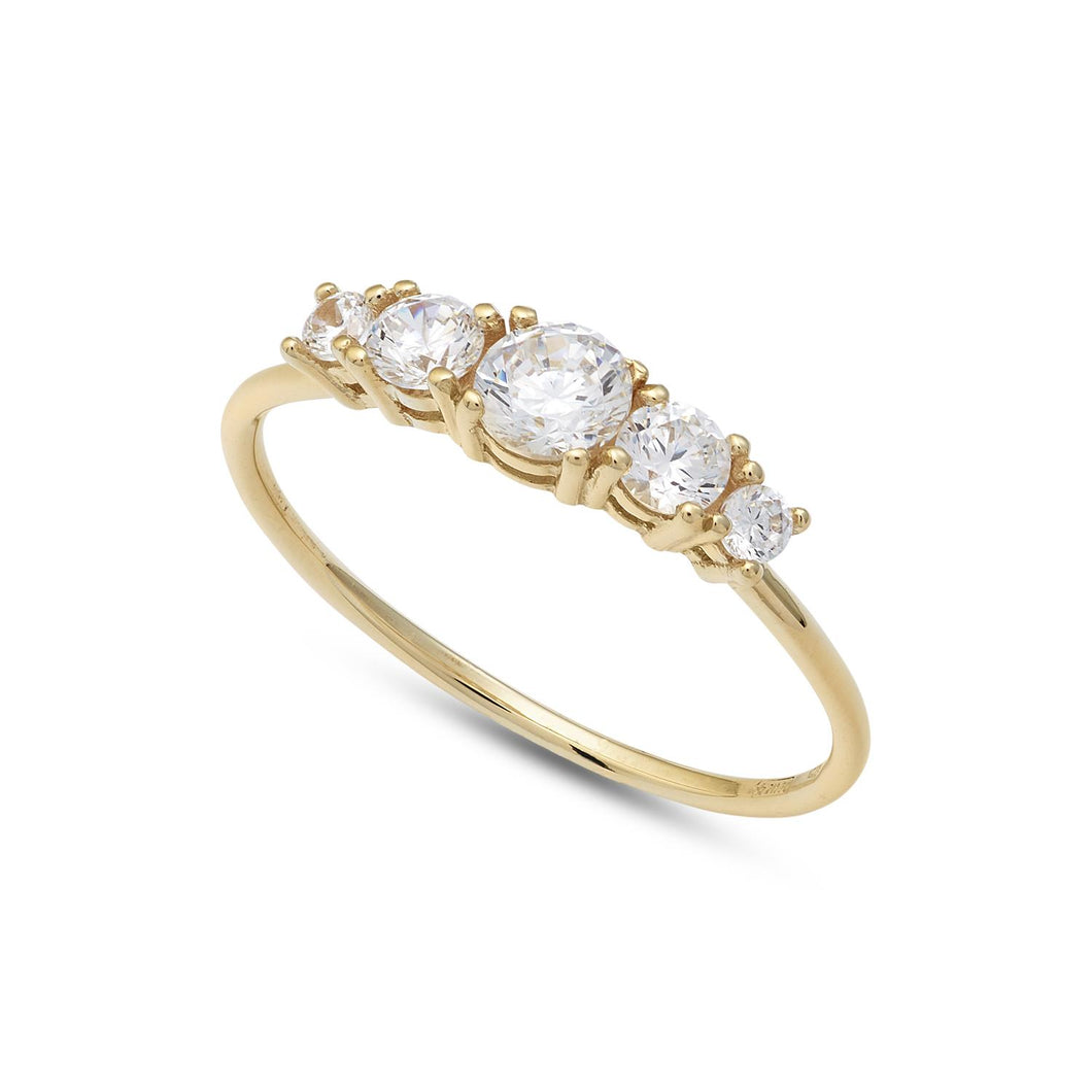 AAZ 103 Anello donna Ambrosia Gioielli in Oro Giallo 18kt e Zirconi Bianchi